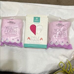 Daily Concepts Hair Towel Wrap 4Piece Bundle New & Sealed